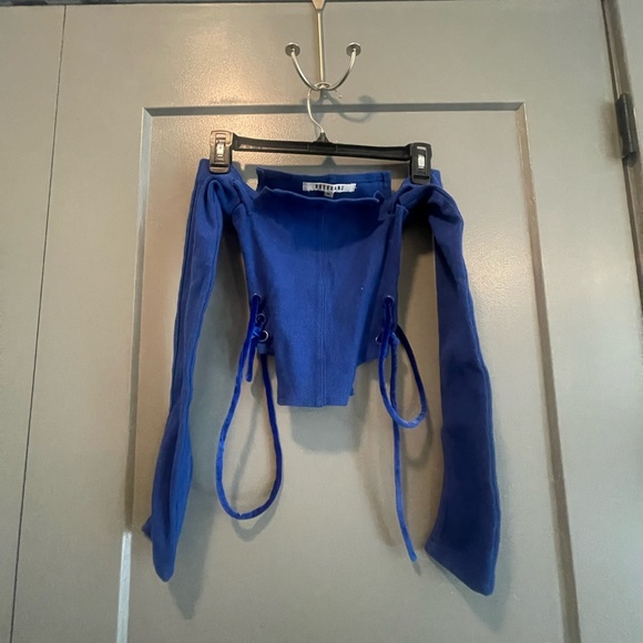 NWOT BBX BRAND off the shoulder top in royal blue size xs - Picture 2 of 3